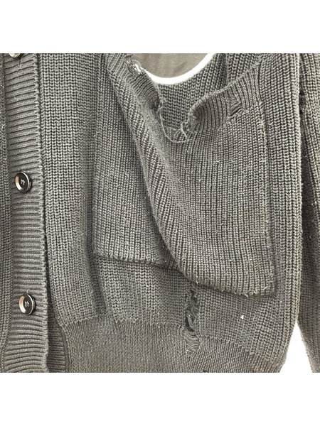 DIESEL カーディガン クラッシュ加工 黒 (S)