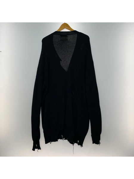 DIESEL カーディガン クラッシュ加工 黒 (S)