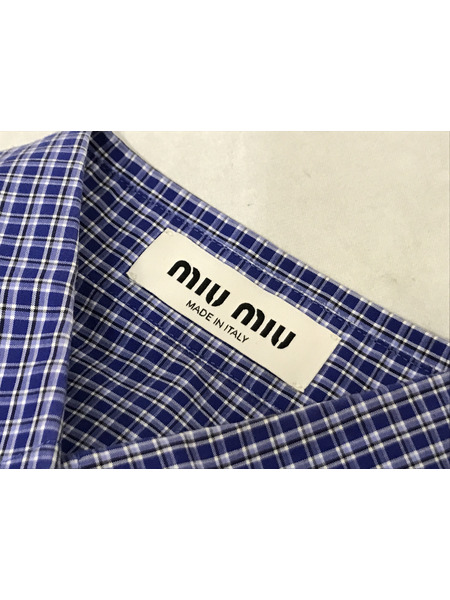 レディースラグ衣料 miumiu/チェックシャツ/青/38