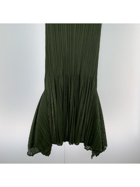 PLEATS PLEASE ノースリーブワンピース プリーツ カーキ (2)