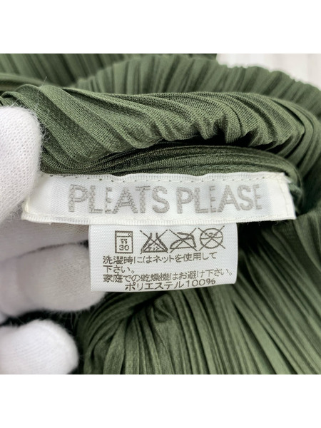 PLEATS PLEASE ノースリーブワンピース プリーツ カーキ (2)