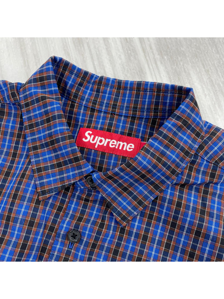 Supreme 25ss Mini Plaid S/S Shirt M ブルー系