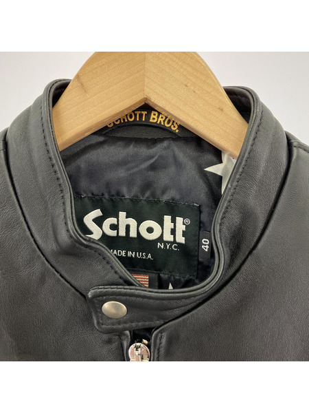 SOPHNET.×Schott ラムレザー シングルライダースジャケット 40 ブラック