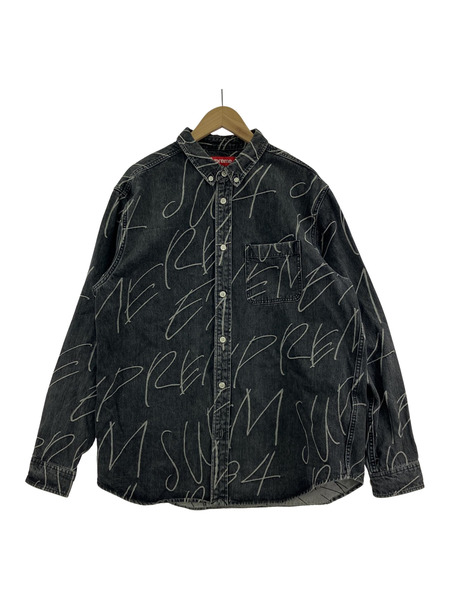 Supreme 23AW Handwriting Jacquard Denim Shirt(L)