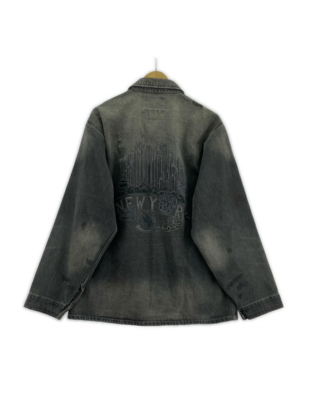 UNIVERSAL OVERALL25SS×AVIREX/デニムカバーオールバック刺繍ダメージ加工