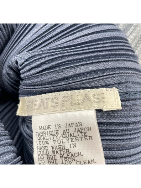 PLEATS PLEASE 長袖Tシャツ・カットソー Vネック 箔プリント シルバー (3)