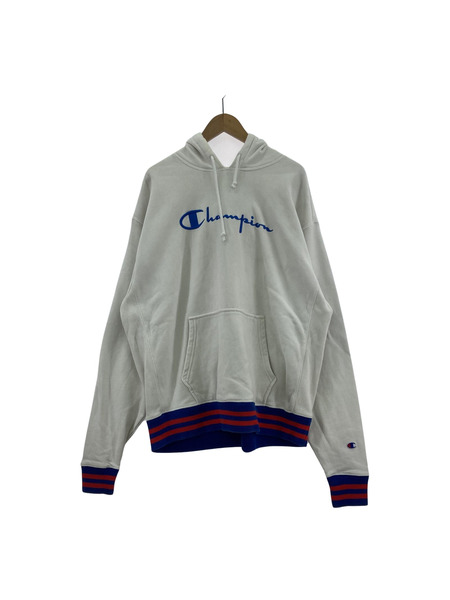 Champion リバースウィーブスウェットパーカー(XL) ホワイト×トリコロール[値下]