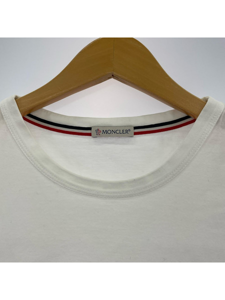 MONCLER 半袖Tシャツ・カットソー トリコリブ ポケット 白