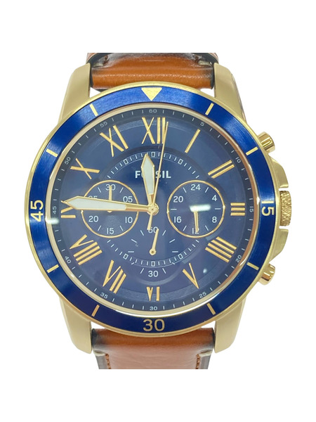 FOSSIL GRANT スポーツクロノグラフ ラゲッジレザーウォッチ FS5268