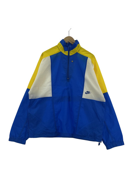 90s nike nylon harf zip 青 L