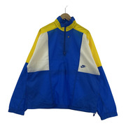 90s nike nylon harf zip 青 L