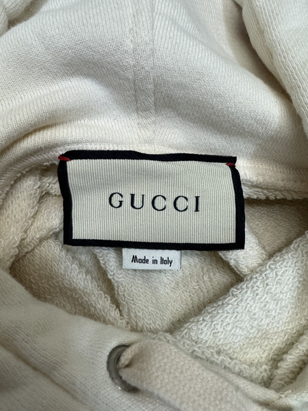 GUCCI MANIFESTO SWEATSHIRT プリントPOパーカー L アイボリー