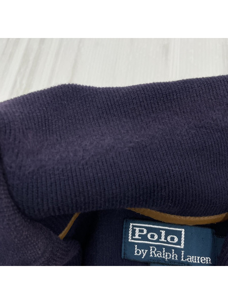 POLO RALPH LAUREN エルボーパッチ スウェットカーディガン 紺 (L)