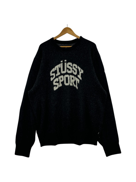 STUSSY 23AW Sport Knit in Black ジャガードニット XL ブラック