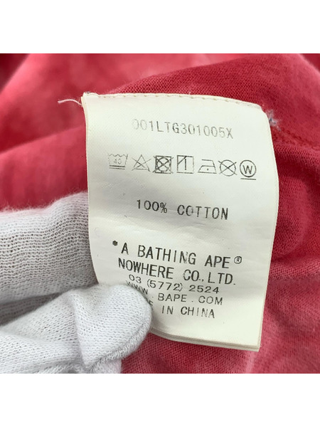 A BATHING APE 長袖Tシャツ・カットソー バックサークルロゴL/Sブリーチカットソー XL ピンク[値下]