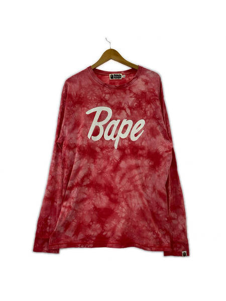 A BATHING APE 長袖Tシャツ・カットソー バックサークルロゴL/Sブリーチカットソー XL ピンク[値下]