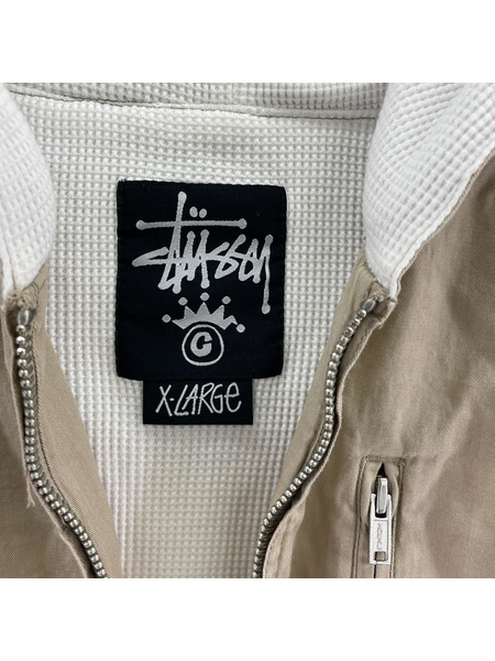 STUSSY パーカー(ジップアップ) DOUBLE FACE ZIP HOODIE BEG XL