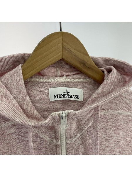 STONE ISLAND Melange knitted cotton hoodie (M) ピンク