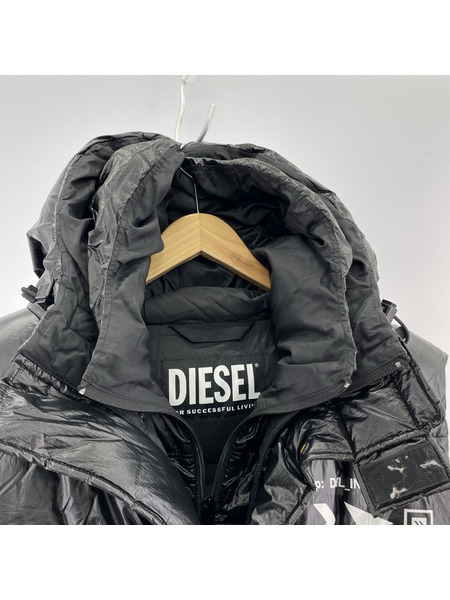 DIESEL W-SELLERS PUコーティング 中綿ベスト (L)