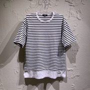 COMME des GARCONS 25SS  綿圧縮天竺ボーダーTシャツ S ホワイト