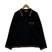 Supreme 24AW Zip Up Polo Sweater M 黒×ピンク