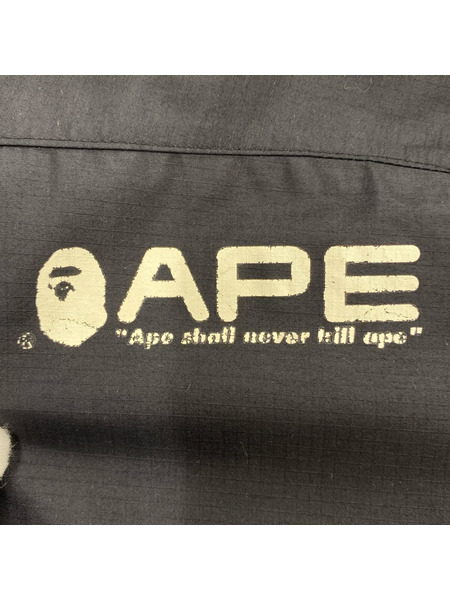 90s A BATHING APE GORE-TEX 袖デタッチャブル ナイロンジャケット S 黒
