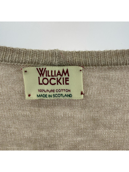 カーディガン william lockie/コットンニットカーディガン/BEG