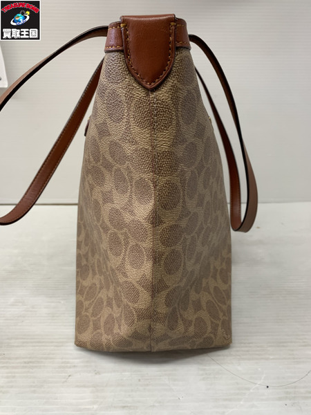 トートバッグ シグネチャーレザートートバッグ 茶