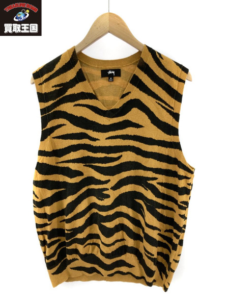 STUSSY 22AW GILET TIGER ゼブラ ニットベスト M