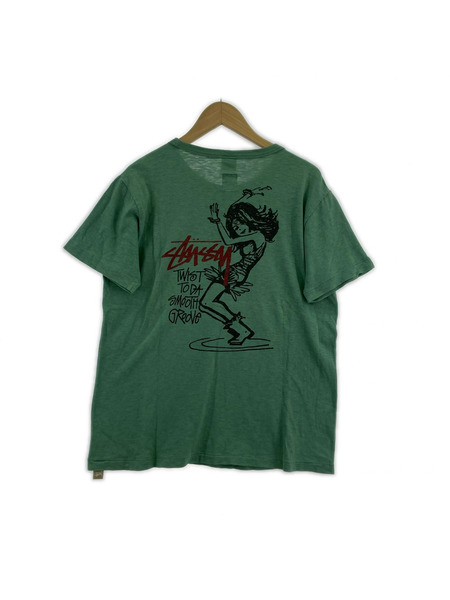 STUSSY 半袖Tシャツ・カットソー CHAMPION/ランタグ/ツイストガール/緑/M