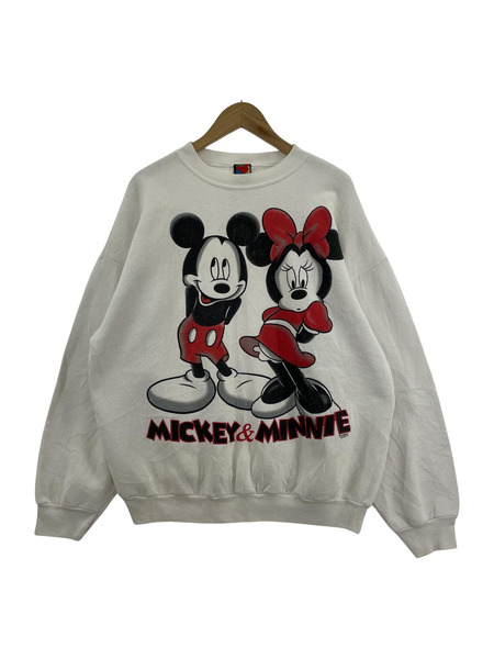 90S TULTEX Mickey＆Minnie スウェット 白 XL