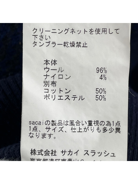 Sacai ジャケット 千鳥柄 ウールトラックジャケット (1) ネイビー