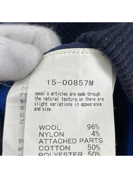 Sacai ジャケット 千鳥柄 ウールトラックジャケット (1) ネイビー