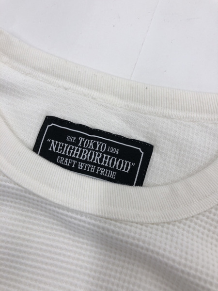 NEIGHBORHOOD B-WAFFLE C-CREW.LS ワッフルサーマルTシャツ(M) ホワイト[値下]