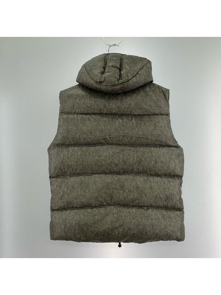 PYRENEX ツイード転写 ダウンベスト L グレー CFS1000166[値下]