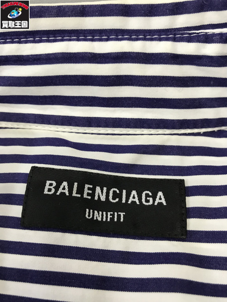 Balenciaga 663034 アシンメトリーシャツ ストライプ (XXS)