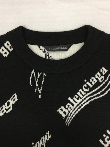 BALENCIAGA 724858 Logomania All Over Sweater XS 