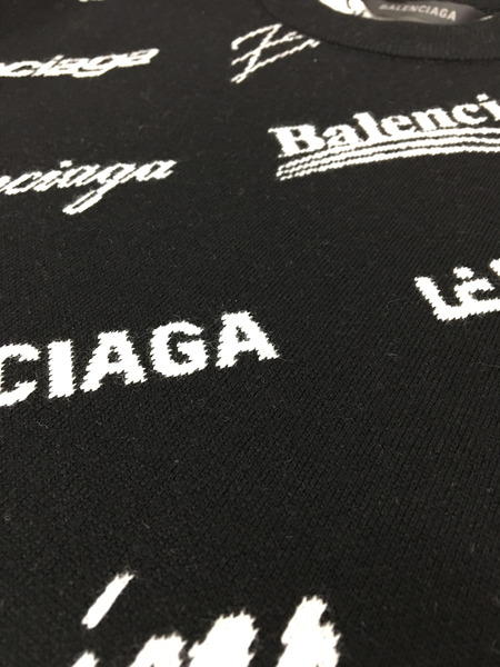 BALENCIAGA 724858 Logomania All Over Sweater XS 