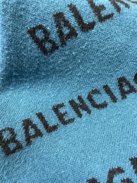 BALENCIAGA 21AW スラッシュロゴ 総柄ウールニット M