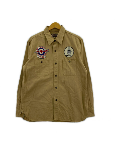 Buzz Rickson's 長袖シャツ HERRINGBONE TWILL SHIRT KHK 16-16.5