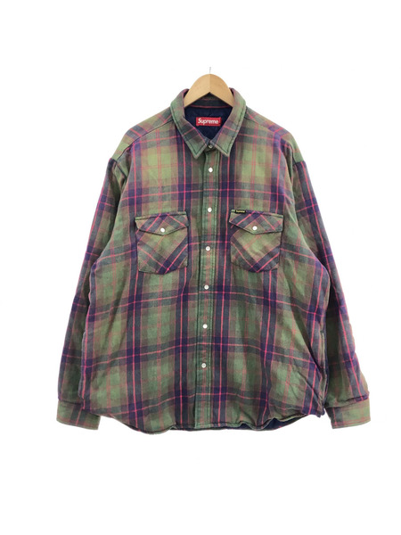 Supreme Quilted Flannel Snap Shirt Green XL