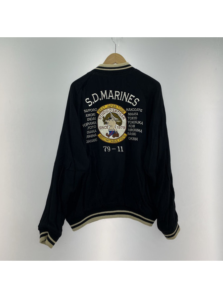 STUDIO D'ARTISAN 日本地図 リバーシブルスカジャン XL ブルー ブラック