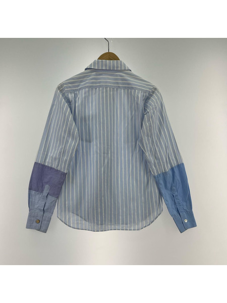 COMME des GARCONS 長袖シャツ 丸襟ストライプ切替シャツ LBL M