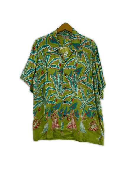SUN SURF 半袖シャツ レーヨンアロハシャツ GRN L