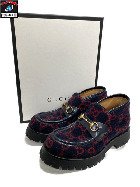 GUCCI 598315 ウールホースビットローファー 8