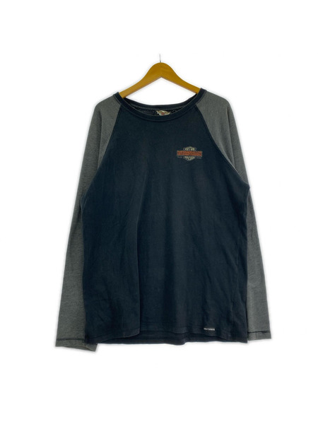 Harley-Davidson 長袖Tシャツ・カットソー Raglan L/S Tee BLK/GRY L[値下]