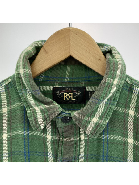 RRL チャックシャツ グリーン L