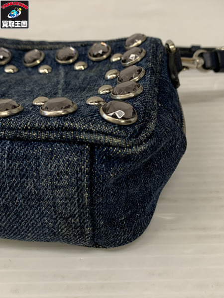 ショルダーバッグ PRADA ビジュー付き ミニショルダー デニム