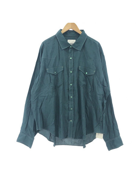 MYTHINKS MY SILKRAYON WESTERN SHIRT ウエスタンシャツ M グリーン