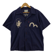 EVISU　S/Sシャツ　ネイビー　PARIS刺繍